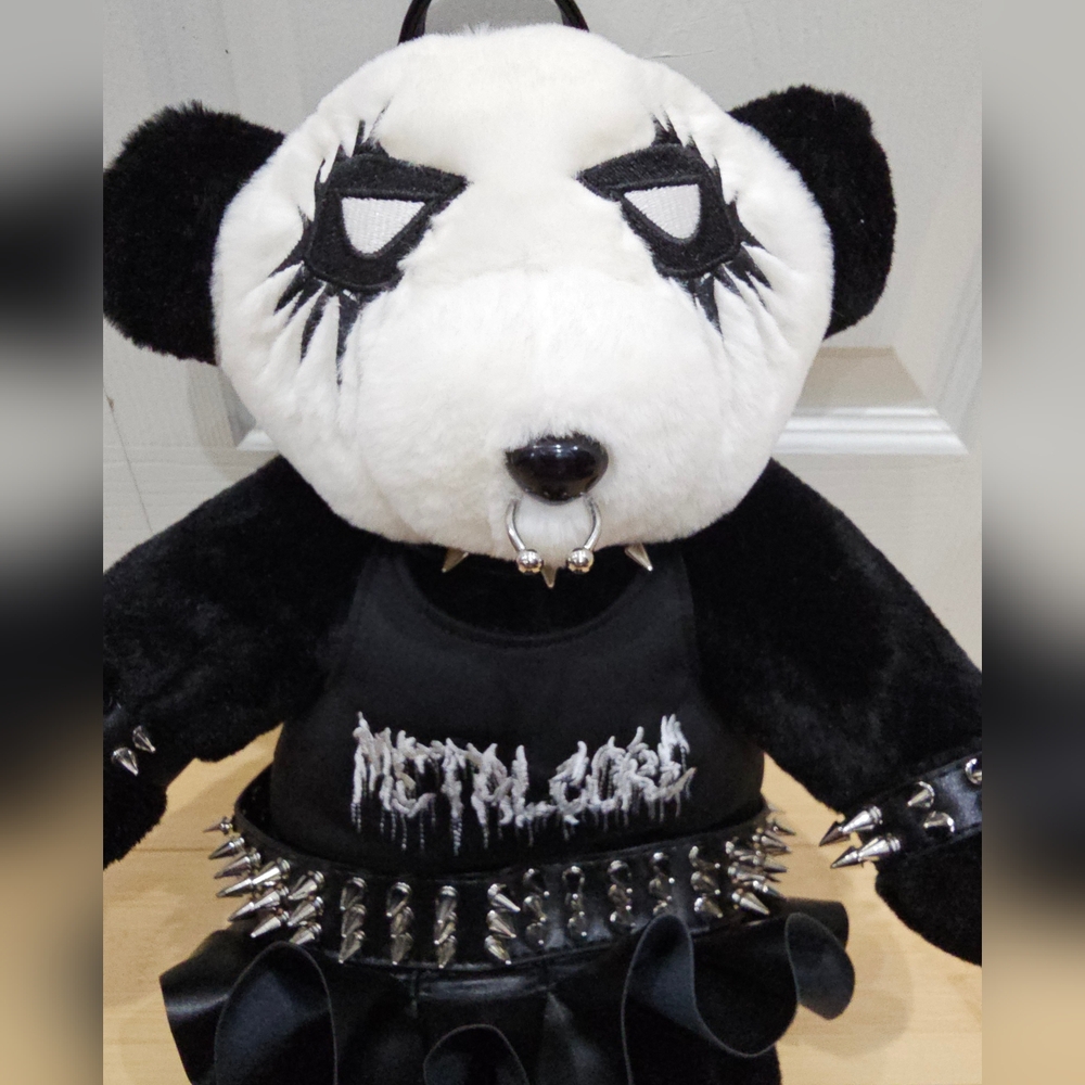 ~SOLD~Goth Dolls Kill Tormented Teddy Metalcore Spiked Bear Backpack Purse Bag - Picture 7 of 9